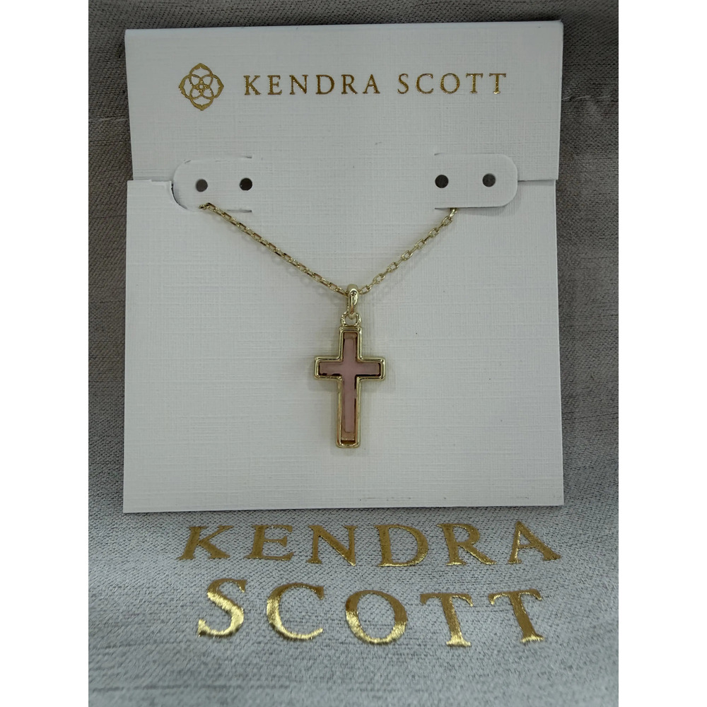 Kendra Scott pink cross necklace